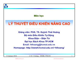 Bài giảng môn học Lý thuyết điều khiển nâng cao - Chương 2: Điều khiển phi tuyến - Huỳnh Thái Hoàng