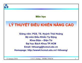 Bài giảng môn Lý thuyết điều khiển nâng cao - Chương 2: Điều khiển phi tuyến - Huỳnh Thái Hoàng