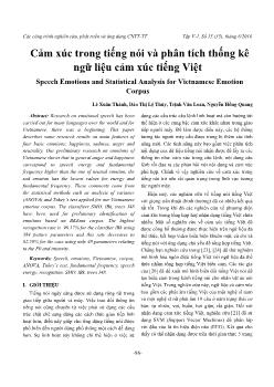 Cảm xúc trong tiếng nói và phân tích thống kê ngữ liệu cảm xúc Tiếng Việt