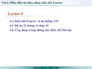 Giáo trình Tín hiệu và Hệ thống - Chương 4: Biểu diễn tín hiệu dùng biến đổi Fourier (Tiếp theo) - Trần Quang Việt