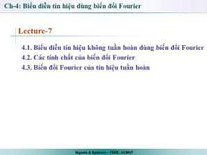 Giáo trình Tín hiệu và Hệ thống - Chương 4: Biểu diễn tín hiệu dùng biến đổi Fourier - Trần Quang Việt
