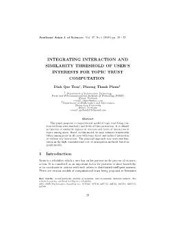 Integrating interaction and similarity threshold of user’s interests for topic trust computation
