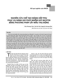 Nghiên cứu chế tạo màng hấp phụ phục vụ đánh giá phơi nhiễm hơi nicotin bằng phương pháp lấy mẫu thụ động