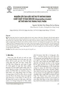 Nghiên cứu tạo giấy chỉ thị từ anthocyanin chiết xuất từ rau dền đỏ (amaranthus tricolor) để thử hàn the trong thực phẩm