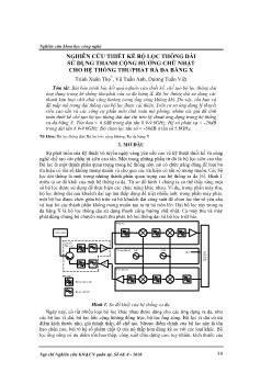 Nghiên cứu thiết kế bộ lọc thông dải sử dụng thanh cộng hưởng chữ nhật cho hệ thống thu/phát ra đa băng X