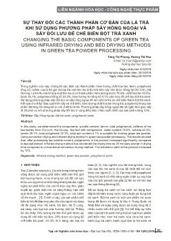 Sự thay đổi các thành phần cơ bản của lá trà khi sử dụng phương pháp sấy hồng ngoại và sấy đối lưu để chế biến bột trà xanh