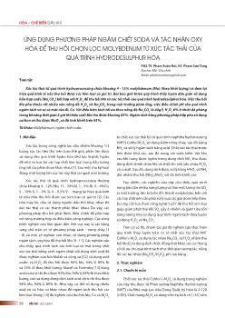 Ứng dụng phương pháp ngâm chiết soda và tác nhân oxy hóa để thu hồi chọn lọc molybdenum từ xúc tác thải của quá trình hydrodesulphur hóa