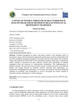 A study of tensile strength of fractured rock mass by phase field method in deal.ii with local refinement technique
