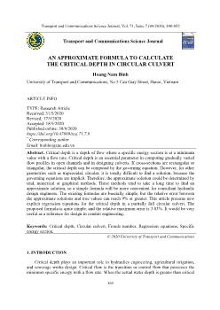 An approximate formula to calculate the critical depth in circular culvert