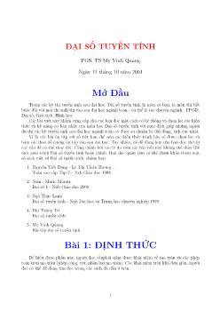 Bài giảng Đại số tuyến tính - Mỵ Vinh Quang