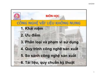 Bài giảng môn Công nghệ vật liệu không nung