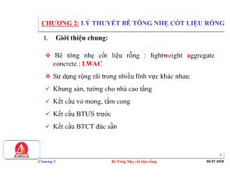 Bài giảng môn học Công nghệ Bê tông Silicat - Chương 2: Lý thuyết bê tông nhẹ cốt liệu rỗng - Lương Lê Trung