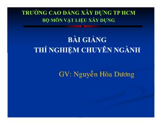 Bài giảng Thí nghiệm chuyên ngành - Nguyễn Hòa Dương