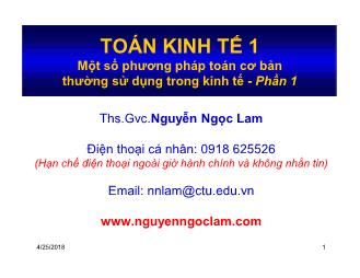Bài giảng Toán Kinh tế 1 - Nguyễn Ngọc Lam