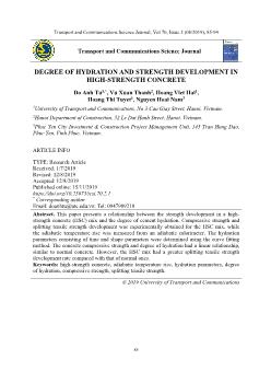 Degree of hydration and strength development in high-Strength concrete