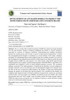 Development of ann-Based models to predict the bond strength of gfrp bars and concrete beams