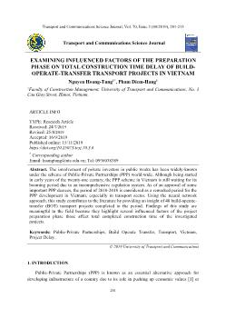 Examining influenced factors of the preparation phase on total construction time delay of buildoperate-Transfer transport projects in Vietnam