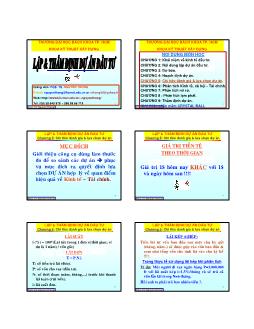 Giáo trình Lập và Thẩm định dự án Đầu tư - Chương 5: Chỉ tiêu đánh giá và lựa chọn dự án - Nguyễn Thống