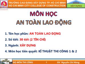 Giáo trình môn An toàn lao động - Chương 1: Những vấn đề chung về bảo hiểm lao động - Nguyễn Chí Hùng