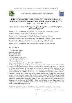 Influence of fly ash and blast furnace slag on characteristics of geopolymer non-Autoclaved aerated concrete