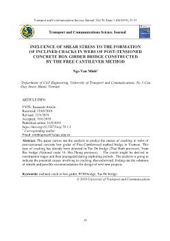 Influence of shear stress to the formation of inclined cracks in webs of post-Tensioned concrete box girder bridge constructed by the free cantilever method