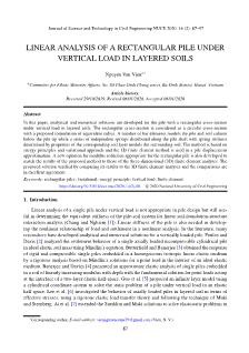 Linear analysis of a rectangular pile under vertical load in layered soils