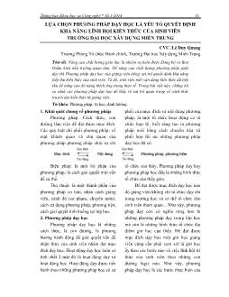 Lựa chọn phương pháp dạy học là yếu tố quyết định khả năng lĩnh hội kiến thức của sinh viên trường đại học xây dựng Miền Trung