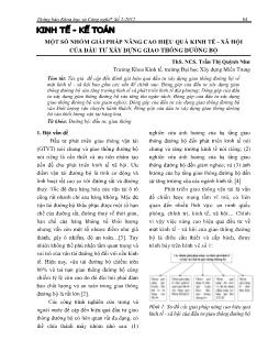 Một số nhóm giải pháp nâng cao hiệu quả kinh tế-Xã hội của đầu tư xây dựng giao thông đường bộ