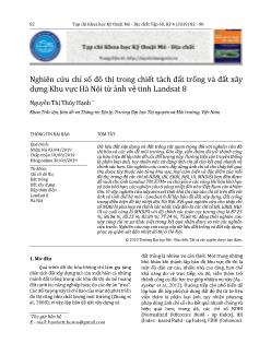 Nghiên cứu chỉ số đô thị trong chiết tách đất trống và đất xây dựng Khu vực Hà Nội từ ảnh vệ tinh Landsat 8