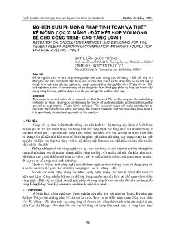 Nghiên cứu phương pháp tính toán và thiết kế móng cọc xi măng-Đất kết hợp với móng bè cho công trình cao tầng loại 1