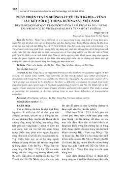 Phát triển tuyến đường sắt từ tỉnh Bà Rịa-Vũng tàu kết nối hệ thống đường sắt Việt Nam