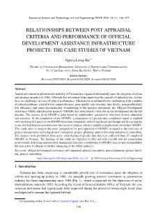 Relationships between post appraisal criteria and performance of official development assistance infrastructure projects: the case studies of vietnam