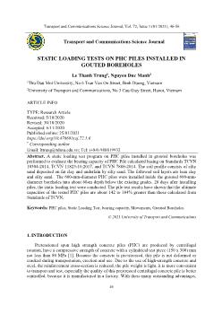 Static loading tests on phc piles installed in gouted boreholes