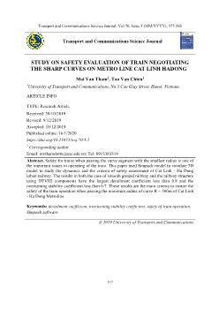 Study on safety evaluation of train negotiating the sharp curves on Metro Line Cat Linh Ha Đong