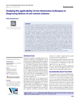 Studying the applicability of non-Destructive techniques in diagnosing defects of soil-cement columns