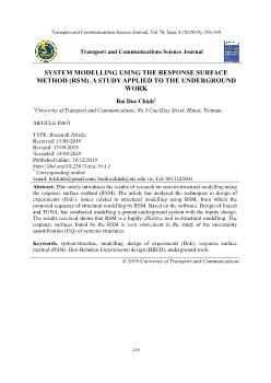 System modelling using the response surface method (rsm)-A study applied to the underground work