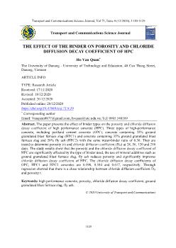 The effect of the binder on porosity and chloride diffusion decay coefficient of HPC