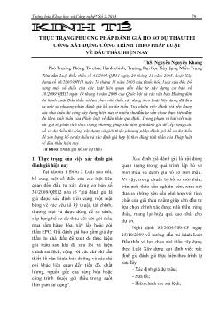 Thực trạng phương pháp đánh giá hồ sơ dự thầu thi công xây dựng công trình theo pháp luật về đấu thầu hiện nay