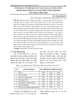 Tổng quan vấn đề quản lý sai lầm của công nhân trong hoạt động an toàn trên công trường xây dựng Việt Nam