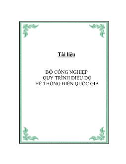 Bài giảng Bộ công nghiệp quy trình điều độ hệ thống điện quốc gia