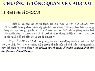 Bài giảng CAD/CAM - Chương 1: Tổng quan về CAD/CAM