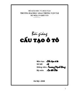 Bài giảng Cấu tạo ô tô