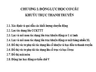 Bài giảng Cơ học chất lưu - Chương 2: Động lực học cơ cấu khuỷu trục thanh truyền - Phan Văn Huấn