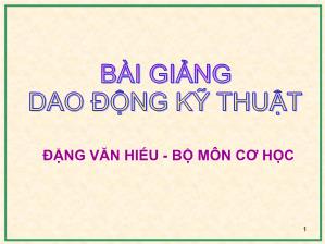 Bài giảng Dao động kĩ thuật