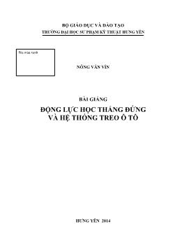 Bài giảng Động lực học thẳng đứng và hệ thống treo ô tô