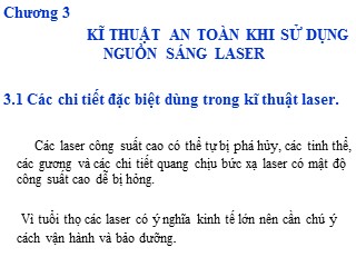 Bài giảng Kĩ thuật an toàn khi sử dụng nguồn sáng laser