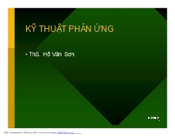 Bài giảng Kĩ thuật phản ứng - Hồ Văn Sơn