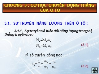 Bài giảng Lý thuyết ô tô - Chương 3: Cơ học chuyển động thẳng của ô tô