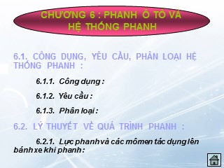 Bài giảng Lý thuyết ô tô - Chương 6: Phanh ô tô và hệ thống phanh