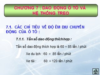 Bài giảng Lý thuyết ô tô - Chương 7: Dao động ô tô và hệ thống treo